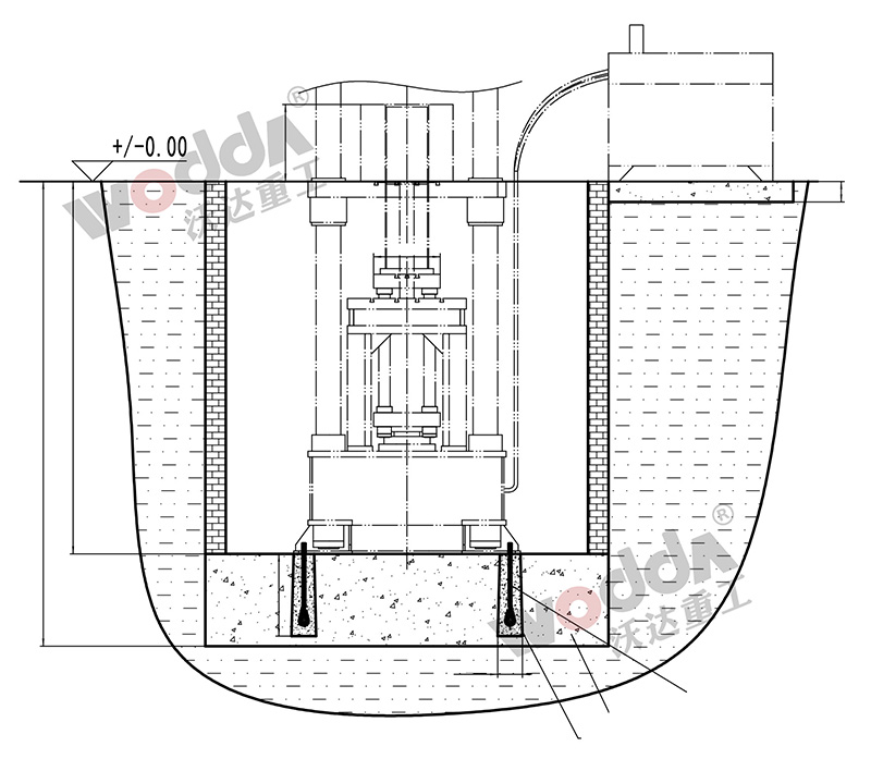 800噸匣缽液壓機(jī)地基圖 800噸匣缽液壓機(jī)地基圖